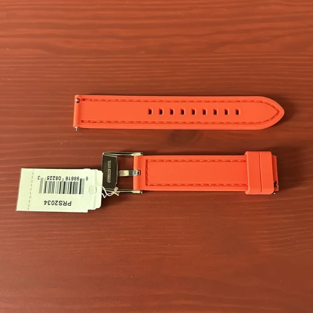 NWT Fossil Orange Watch Strap Belt Silicone Silver Buckle